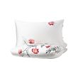 JÄTTELILJA - Sarung duvet dan sarung bantal, putih/motif floral, 150x200/50x80 cm