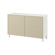 BESTÅ - Storage combination with doors, Krukmakare beige/Stubbarp white, 120x42x74 cm