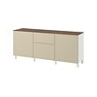 BESTÅ - Storage combination with drawers, white/Krukmakare beige, 180x42x75 cm