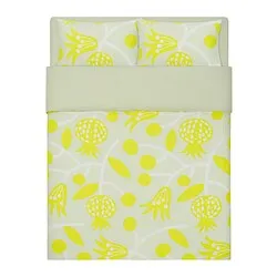 FÖSSTA - Sarung duvet dan 2 sarung bantal, delima/kuning, 200x200/50x80 cm