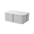 HEMMAFIXARE - Storage case, fabric striped/white/grey, 34x51x19 cm