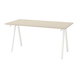 TROTTEN - Desk, beige/white, 160x80 cm