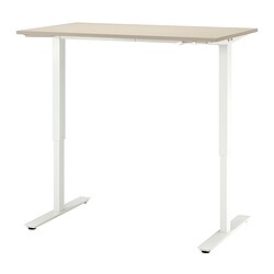 TROTTEN/SKARSTA - Desk sit/stand, beige/white, 120x70 cm