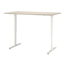 TROTTEN - Desk sit/stand, beige/white, 160x80 cm
