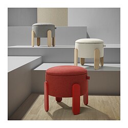 FÖRLUNDA - Pouffe, dengan penyimpanan/Tonerud merah