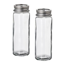 CITRONHAJ - Salt and pepper shakers, clear glass/stainless steel, 12 cm