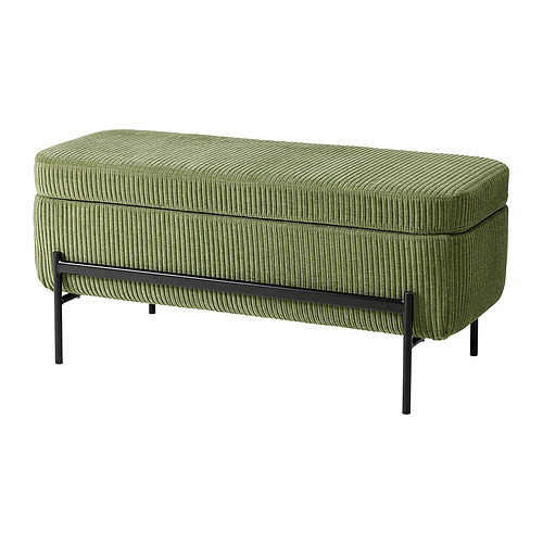 VALTORP bench, with storage/Samsala dark yellowgreen, 103 cm IKEA