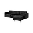 LANDSKRONA - Sofa 3 dudukan, dengan chaise longue/Grann/Bomstad hitam/logam