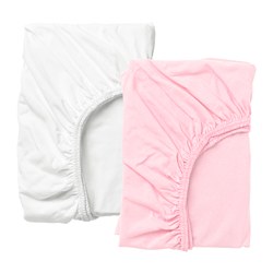 LEN - Fitted sheet for cot, white/pink, 60x120 cm