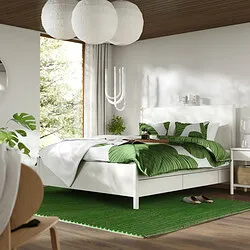 TONSTAD - Rangka tempat tidur+penyimpanan, putih pudar/Luröy, 160x200 cm