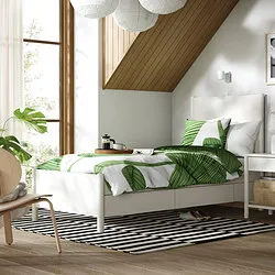 TONSTAD - Rangka tempat tidur+penyimpanan, putih pudar/Luröy, 90x200 cm