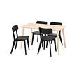 LISABO/LISABO - Table and 4 chairs, ash veneer/black, 140x78 cm