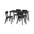 LISABO/LISABO - Meja dan 4 kursi, hitam/hitam, 140x78 cm