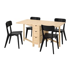 NORDEN/LISABO table and 4 chairs, birch/black | IKEA Indonesia