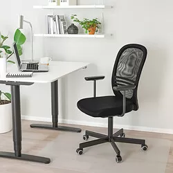 FLINTAN - Kursi kantor dgn sndrn tangan, hitam