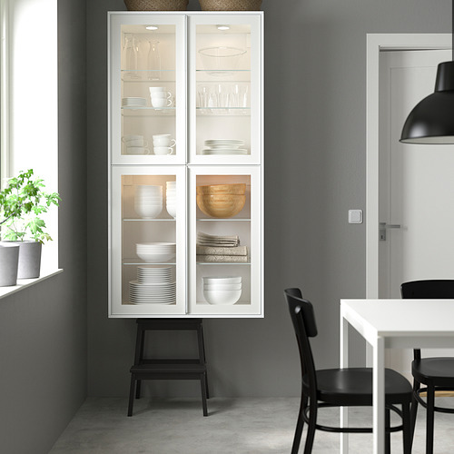METOD wall cab horizontal w 2 glass doors