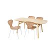 ÄLVSTA/VOXLÖV - Table and 4 chairs, light bamboo/rattan white, 180x90 cm