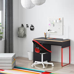 MICKE - Desk, anthracite/red, 105x50 cm