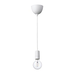 LUNNOM/SUNNEBY - Lampu gantung dengan bohlam, putih/bulat bening