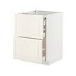 METOD/MAXIMERA - Bc w pull-out work surface/3drw, white/Bodbyn off-white, 60x60x80 cm