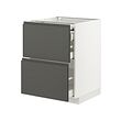 METOD/MAXIMERA - Kab dasar+perm meja tarik/3 laci, putih/Voxtorp abu-abu tua, 60x60x80 cm