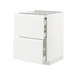 METOD/MAXIMERA - Kab dasar+perm meja tarik/3 laci, putih/Voxtorp putih matt, 60x60x80 cm