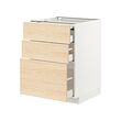 METOD/MAXIMERA - Bc w pull-out work surface/3drw, white/Askersund light ash effect, 60x60x80 cm