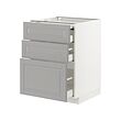METOD/MAXIMERA - Bc w pull-out work surface/3drw, white/Bodbyn grey, 60x60x80 cm
