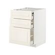 METOD/MAXIMERA - Bc w pull-out work surface/3drw, white/Bodbyn off-white, 60x60x80 cm
