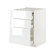 METOD/MAXIMERA - Bc w pull-out work surface/3drw, white/Ringhult white, 60x60x80 cm