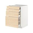 METOD/MAXIMERA - Bc w pull-out work surface/3drw, white/Askersund light ash effect, 60x60x80 cm