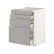 METOD/MAXIMERA - Bc w pull-out work surface/3drw, white/Bodbyn grey, 60x60x80 cm