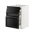 MAXIMERA/METOD - Bc w pull-out work surface/3drw, white/Lerhyttan black stained, 60x60x80 cm