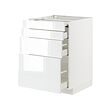 METOD/MAXIMERA - Bc w pull-out work surface/3drw, white/Ringhult white, 60x60x80 cm