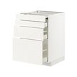 METOD/MAXIMERA - Bc w pull-out work surface/3drw, white/Veddinge white, 60x60x80 cm