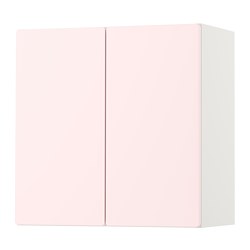 SMÅSTAD - Wall cabinet, white pale pink/with 1 shelf, 60x32x60 cm