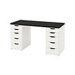 ALEX/LAGKAPTEN - Desk, black-brown/white, 140x60 cm