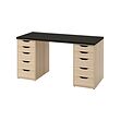 ALEX/LAGKAPTEN - Desk, black-brown/white stained oak effect, 140x60 cm