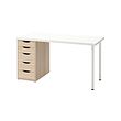 ALEX/LAGKAPTEN - Desk, white/white stained oak effect, 140x60 cm