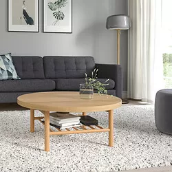 LISTERBY - Meja tamu, veneer kayu oak, 90 cm