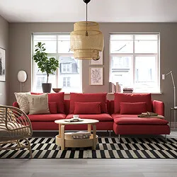 SÖDERHAMN - Sofa 4 dudukan dengan chaise longue, Tonerud merah