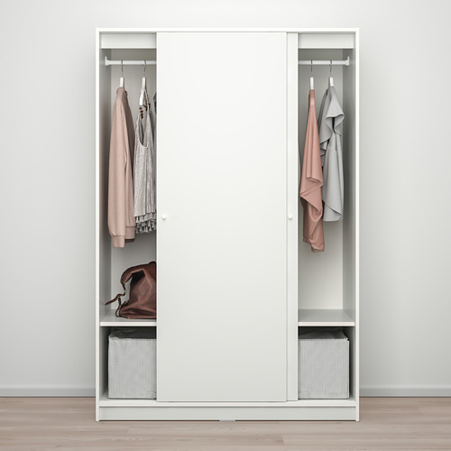 IKEA KLEPPSTAD箪笥 KLEPPSTAD wardrobe with sliding doors, white, 117x55x176 cm | IKEA