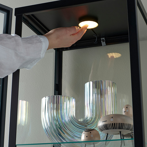 STRIMSÄV/BLÅLIDEN glass-door cabinet with lighting