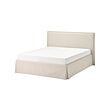 TÄRNKULLEN - Upholstered bed frame, Vissle beige/Luröy, 160x200 cm