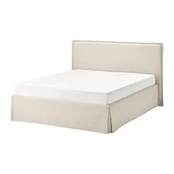 TÄRNKULLEN - Upholstered bed frame, Vissle beige/Luröy, 160x200 cm
