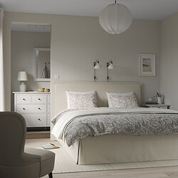 TÄRNKULLEN - Rangka tempat tidur berlapis kain, Vissle krem/Luröy, 180x200 cm