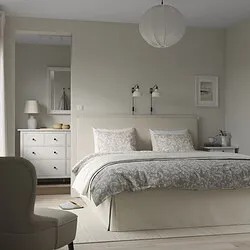 TÄRNKULLEN - Upholstered bed frame, Vissle beige/Luröy, 160x200 cm