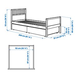SMYGA - Bed frame with storage, light grey, 90x200 cm