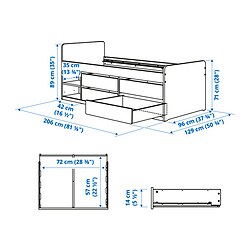 SLÄKT - Rangka tempat tidur dg penyimpanan, putih, 90x200 cm