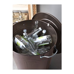 KNODD - Bin with lid, grey, 40 l